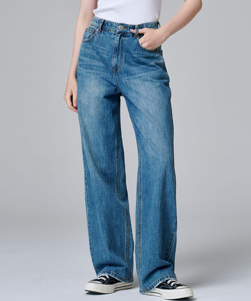 MALOUPE 9143 Classic Wide Denim Pants (Medium Indigo)