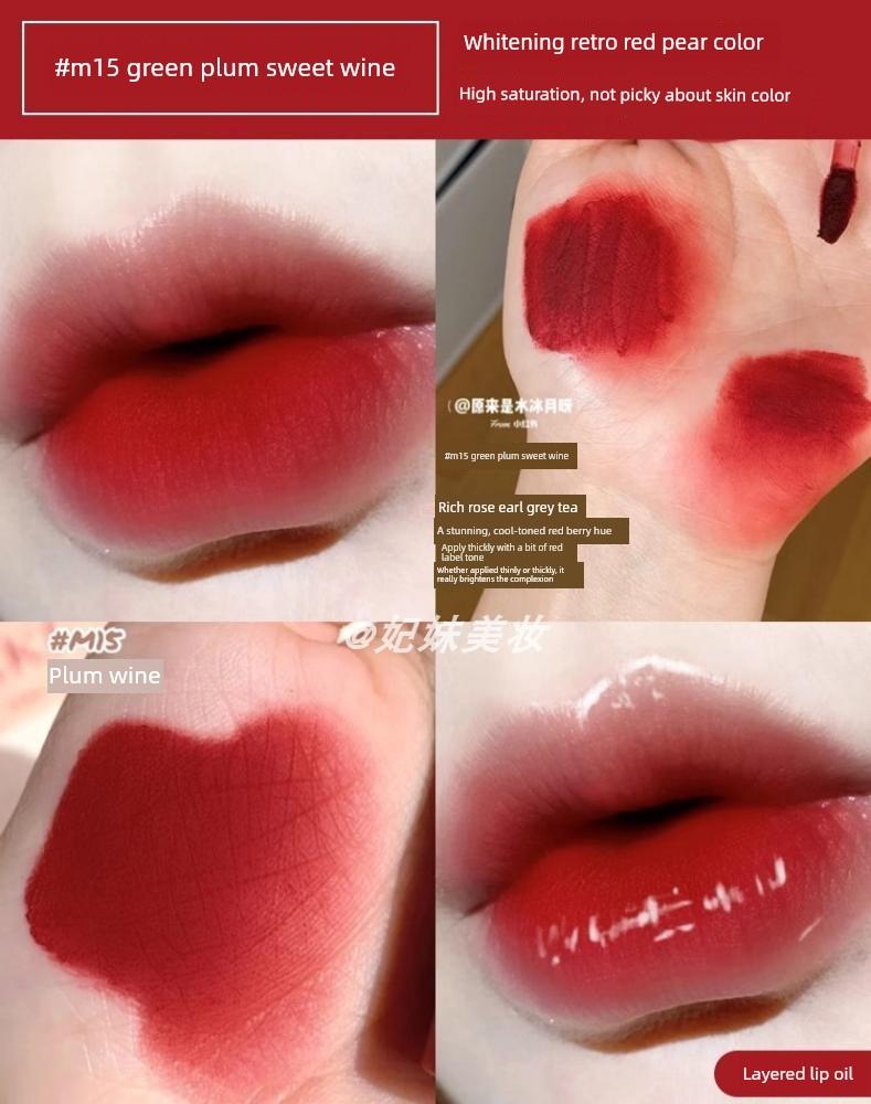 Olive Skin Tone Brightens! Akf Lip Mud M28 Smoked Taro Mud Low-Saturation Gray-Purple Grape Pink Lip Gloss Lipstick for Yellow Skin Tones