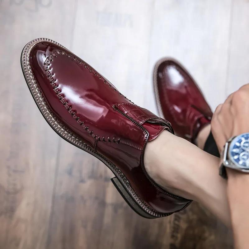 Fashion British Style Men's Black Dress Shoes Big Size 47 48 Pointed-Toe Leather Formal Shoes Men Luxury Red Oxford Shoes Man Moccasin