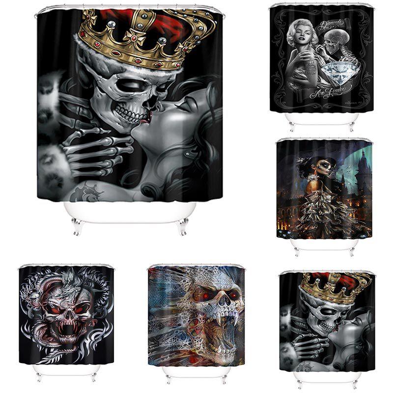 Bathroom Halloween Skull Shower Curtains Waterproof Bath Curtain Bathtub Decor Bathroom Halloween Skull Shower Curtains Waterproof Bath Curtain Bathtub Decor