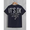 IT'S OK Letter-printed Men's Funny Shirt Round Neck Back Graphic Cotton T-shirt Pajamas Top European and American Daily Tops