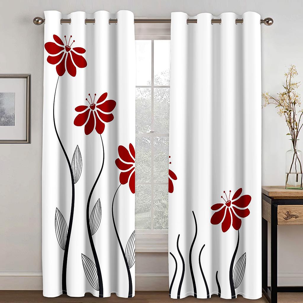 3D Simple African Women Abstract Art 2 Pieces Thin Shading Polyester Darkening Curtain for Living Room Bedroom Decor Hooks