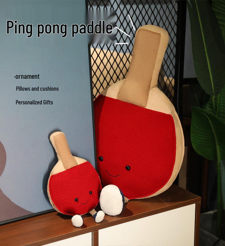Plush Ping Pong Racket Doll - Children's Stuffed Animal Bedtime Pillow