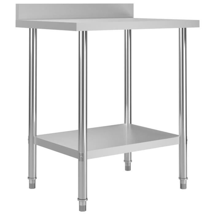 VidaXL Table de travail de cuisine avec dosseret 80x60x93 cm Inox 51187