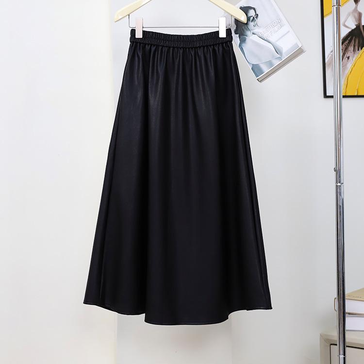 Damen Midirock in A-Linie mit hoher Taille aus PU-Leder – Schlankmachend, vielseitig, perfekt für Herbst und Winter