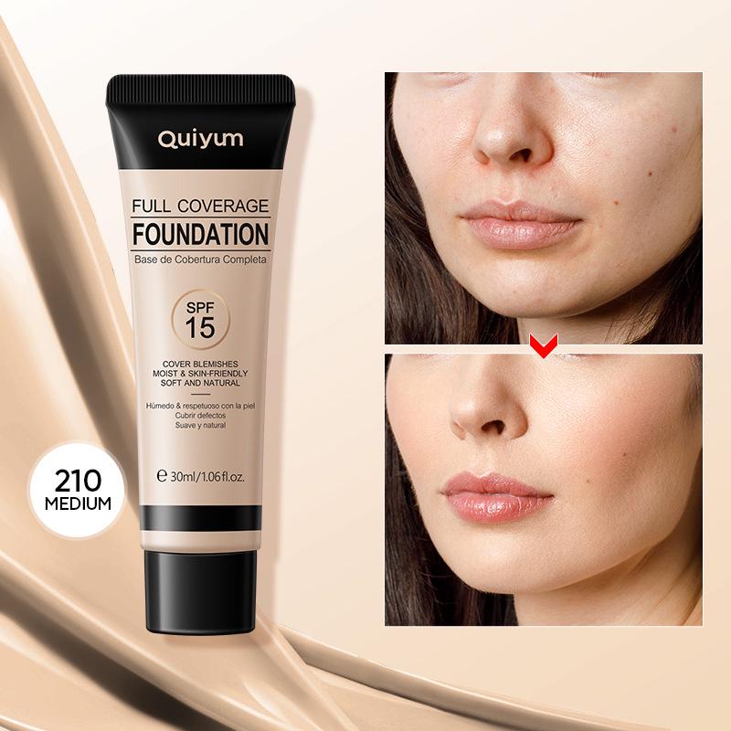 Quiyum Full Coverage Foundation 30ml - Concealing, Brightening, Natural & Lightweight