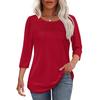 Autumn Round Neck Seven Quarter Sleeve Pleated Top Women's T-shirts