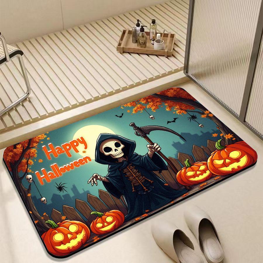Cartoon Halloween Vampire Foyer Mat, Diatom Mud Anti-slip Pumpkin Head Decoration Home Decoration Carpet