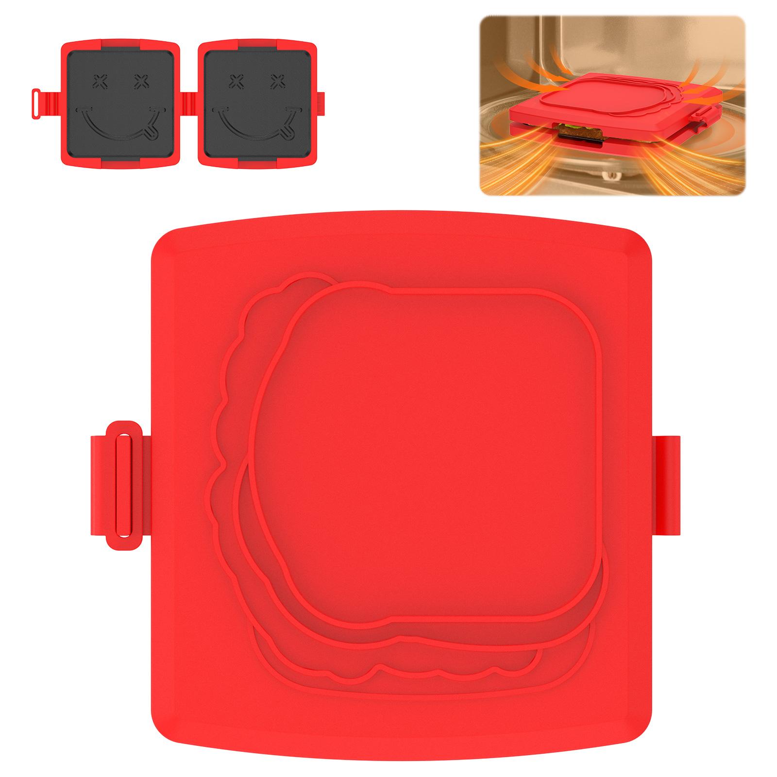

1Pc Microwave Sandwich Maker Portable 3 Minute Microwave Toastie Grill Sandwich Making Tools Dishwasher Safe for Office and Home красный