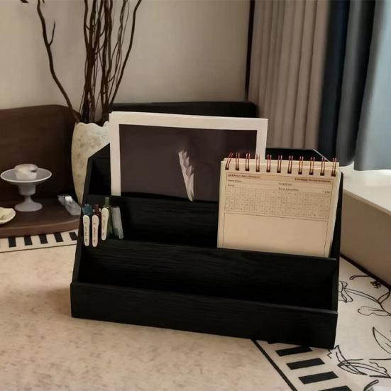 Wenskaart Displaystandaard Houten 3-Laags Opbergrek met Rustiek Bruine Afwerking Grote Capaciteit Postkaarten Stickers Organizer