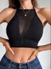 1pcs Sexy Mesh Camisole Crop Top Corset Ribbed Backless Underwear Fashion Women Casual BrassiereTank Top Bralette Lingerie