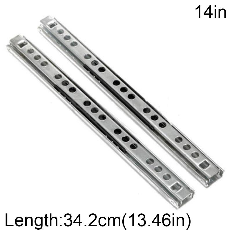 2pcs Side Mounted Drawer Slide Rails with Steel Ball Bearing Groove for Silent and Smooth Operation in Furniture Drawers
