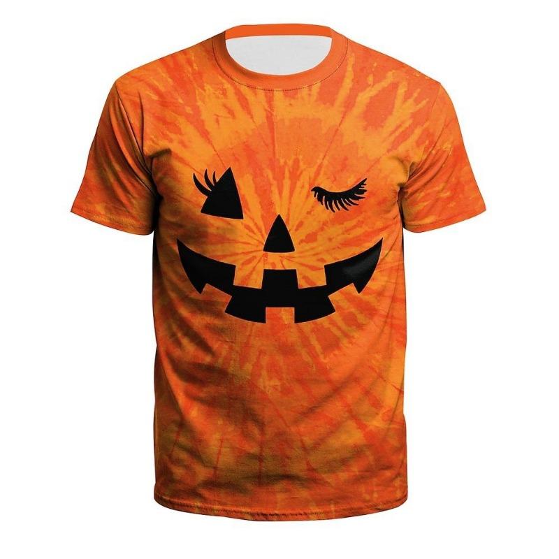 Halloween Pumpkin T-shirt Anime Pattern T-shirt Men's Women's 3D Digital Printed Polyester Halloween Casual Top