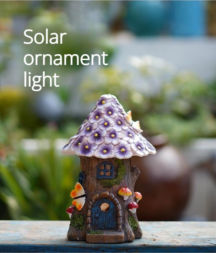 Solar Powered Lamp Statue Treehouse Small Night Light Garden Lawn Decoration Ornament Novel Design Flower Room Atmosphere Light