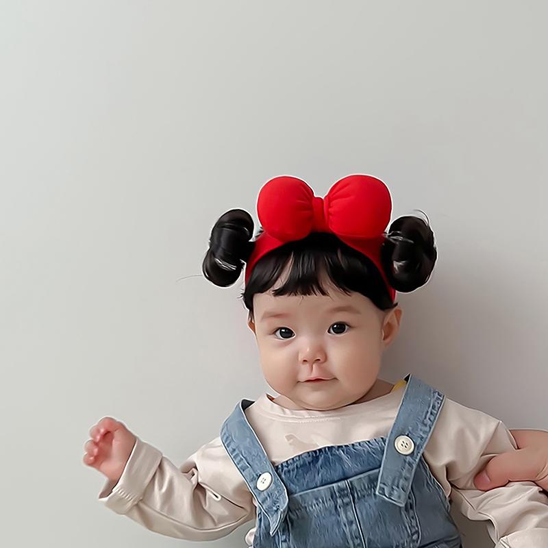Hair Accessories Fashion Cute Cotton Bow Infant Baby Girl Hair Wig Hat Hairpiece Newborn Children Kids Girls Headbands Headwear