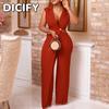 DICFY Women's Fashion Casual Solid Color Print Summer Spring Sleeveless Suspenders Trousers Jumpsuits & Rompers