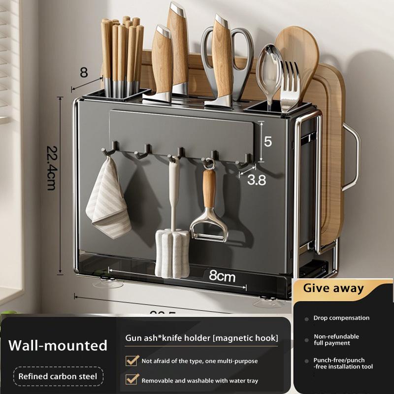 Kitchen Knife Rack Wall-mount Cutting Board Storage Racks Household Multifunctional Countertop Chopping Board Storage Rack