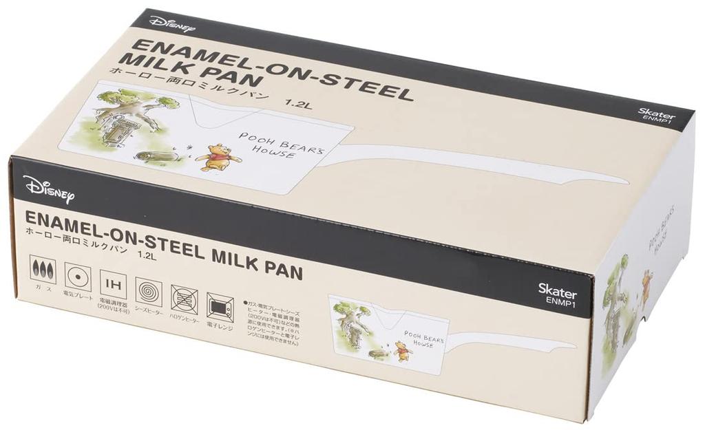 Skater Enamel Double-Spout Milk Pan, 15cm, 1.2L, Disney Winnie the Pooh Design, ENMP1-A