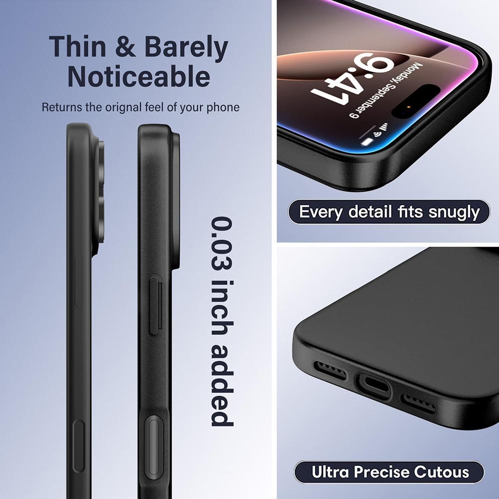 Matte Solid Black Silicone Soft Case For For Iphone Air 17 16 15 14 13 12 Pro Max Plus Mini 16E Ultra Thin Cover Frosted Slim Shell
