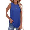 Spring and Summer Solid Color Round Neck Loose Sleeveless Casual T-shirt