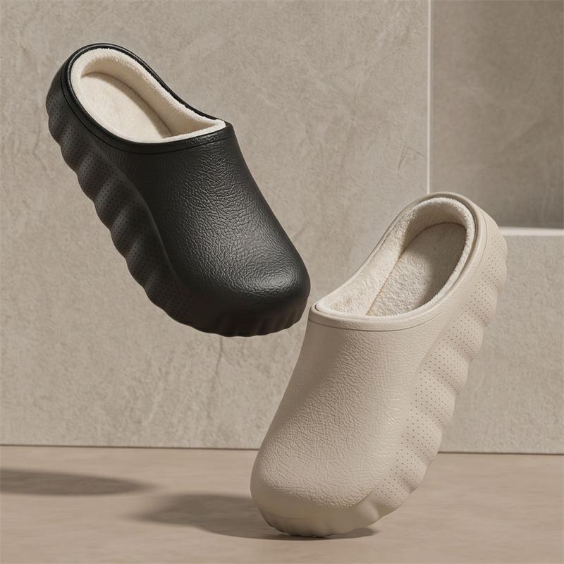 Men Warm Winter Cotton Shoes Women Warm Fur Home Slippers EVA Non-Slip Plush Slippers Indoor Couple Thick Sole Footwear Slides