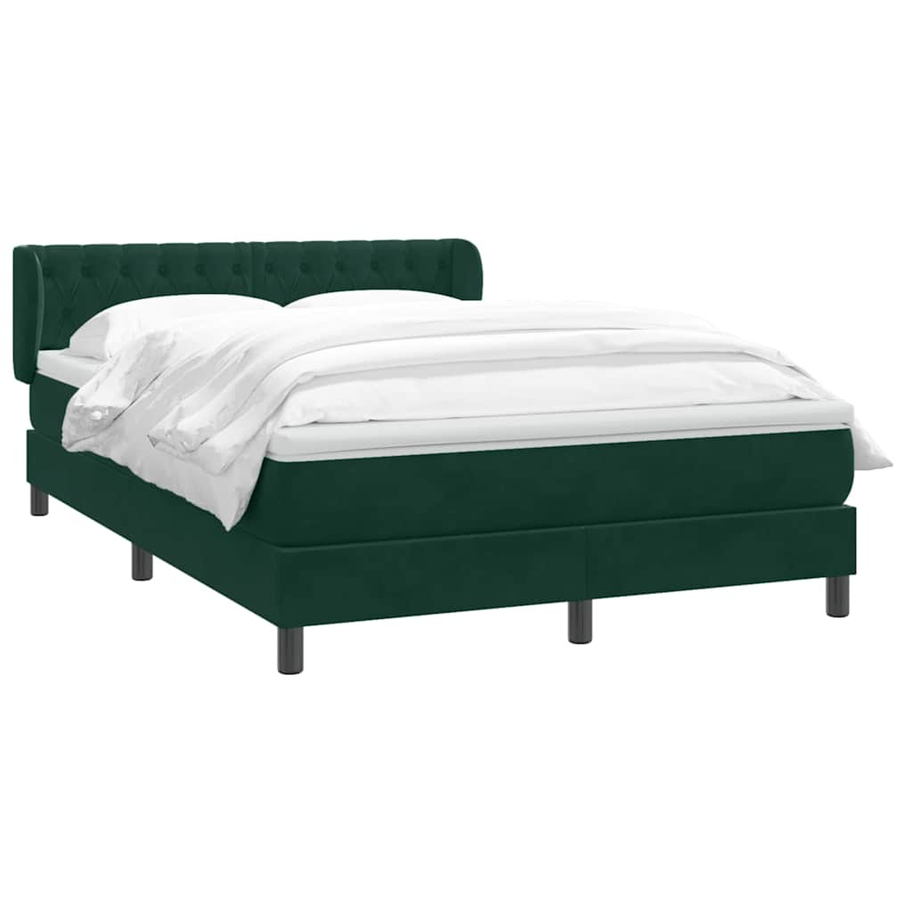 Box Spring Bed with Mattress Dark Green 160x220 cm Velvet