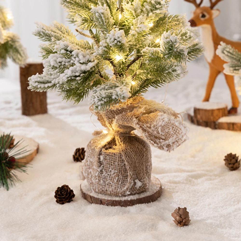 Nearly Natural Flocked Christmas Artificial Tree in Decorative with 30 LED Lights