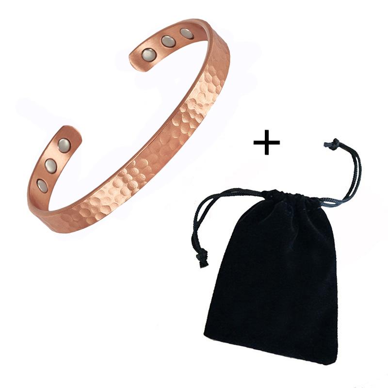 Vintage 99.9% Pure Copper Bracelets for Women Men Rose Color Cuff Bangles Charms Health Energy Gauss Magnets