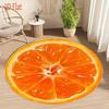 Orange Slice Round Rug Flannel Fruit Shape Area Rug Creative 3D Print Carpet Soft Cozy Non Slip Floor Mat Home Room Decor