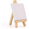 Tosnail 24 Pack 3" x 3" Mini Canvas and Easel Set, Small Art Easel Stand with Canvas Set, Tabletop Wooden Display Stand and Canvas Panels for Artist,