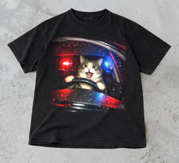 

Funny Cat T-Shirt - Vintage Cat Memes Graphic Tee M