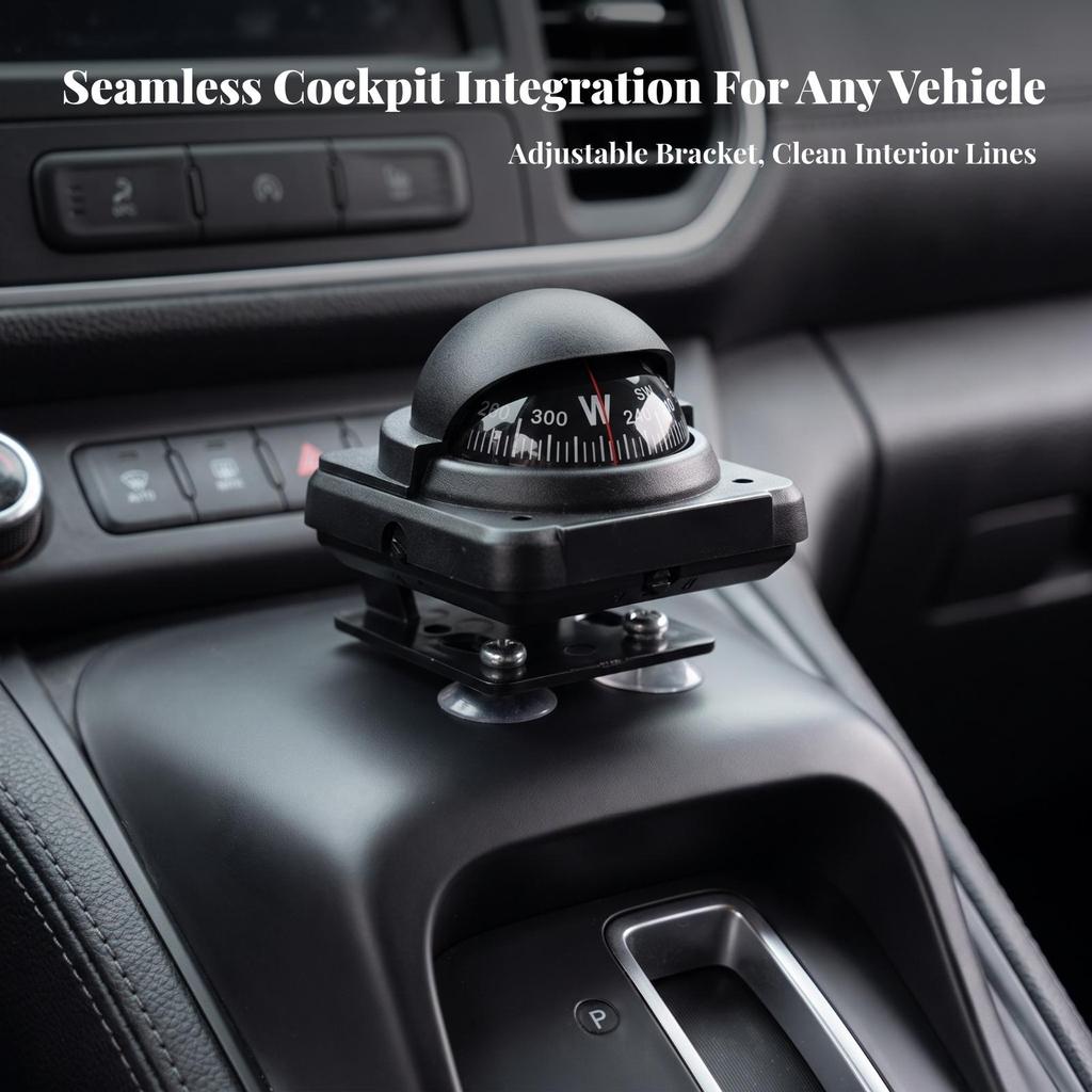 Navigation Compass with Suction Cups Compact for Road Trips