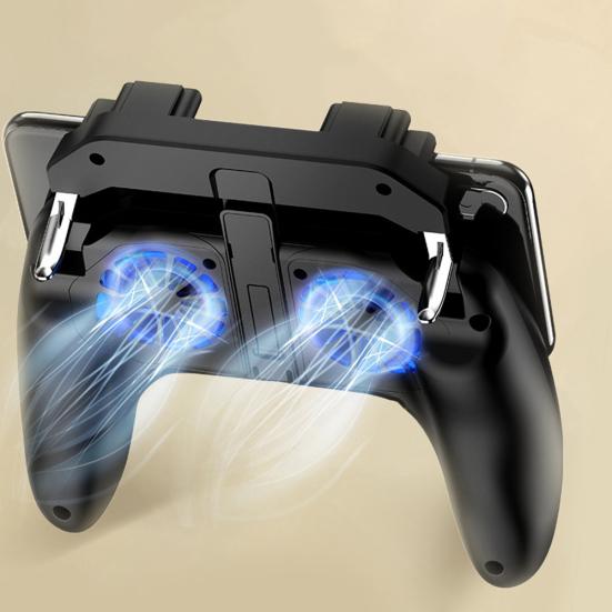 H10 4-Finger Dual Cooling Fan Wired Game Controller Joystick Gamepad for Phone