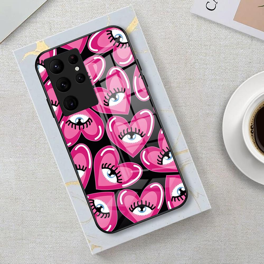 Abstract Eye Shapes Phone Case For Samsung S26 S25 Edge Ultra 23 22 21 20 Ultra Plus S24 Fe Glass Cover