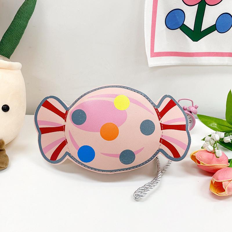 Modern Colorful Candy Pattern Bag For Young Girls Cute Lightweight Purse Pu