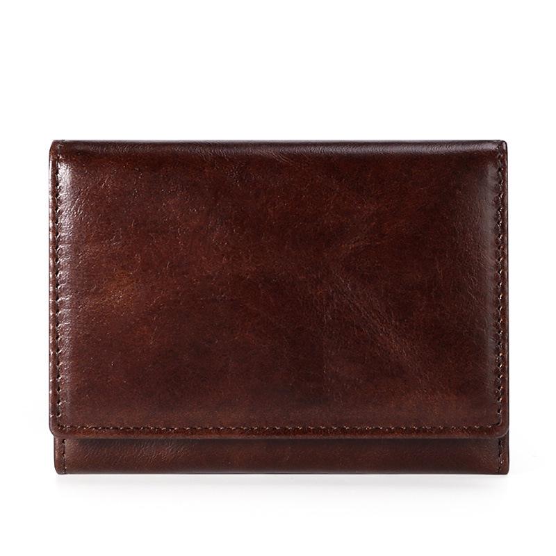 

Держатель для карт из вощеной коровьей кожи с защитой от кражи RFID - многофункциональный ретро-дизайн кофейный