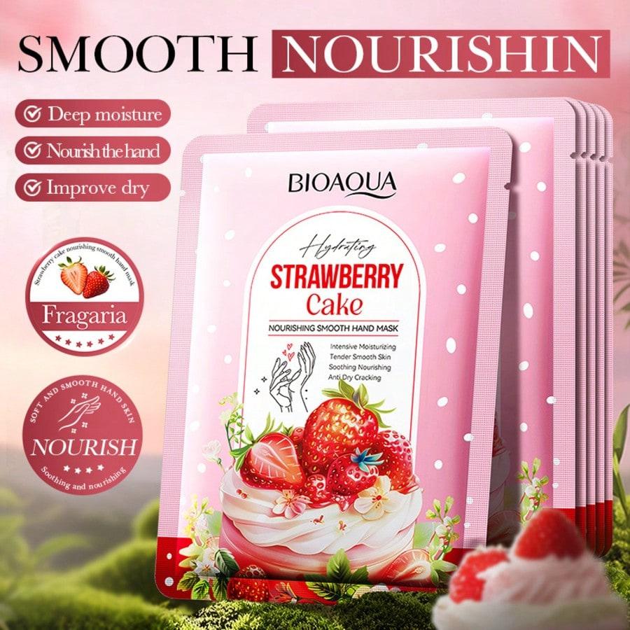 Maschera per le Mani Nutriente e Liscia al Gusto di Torta alla Fragola Idrata e Nutre la Pelle delle Mani e Migliora le Linee Sottili sulle Mani