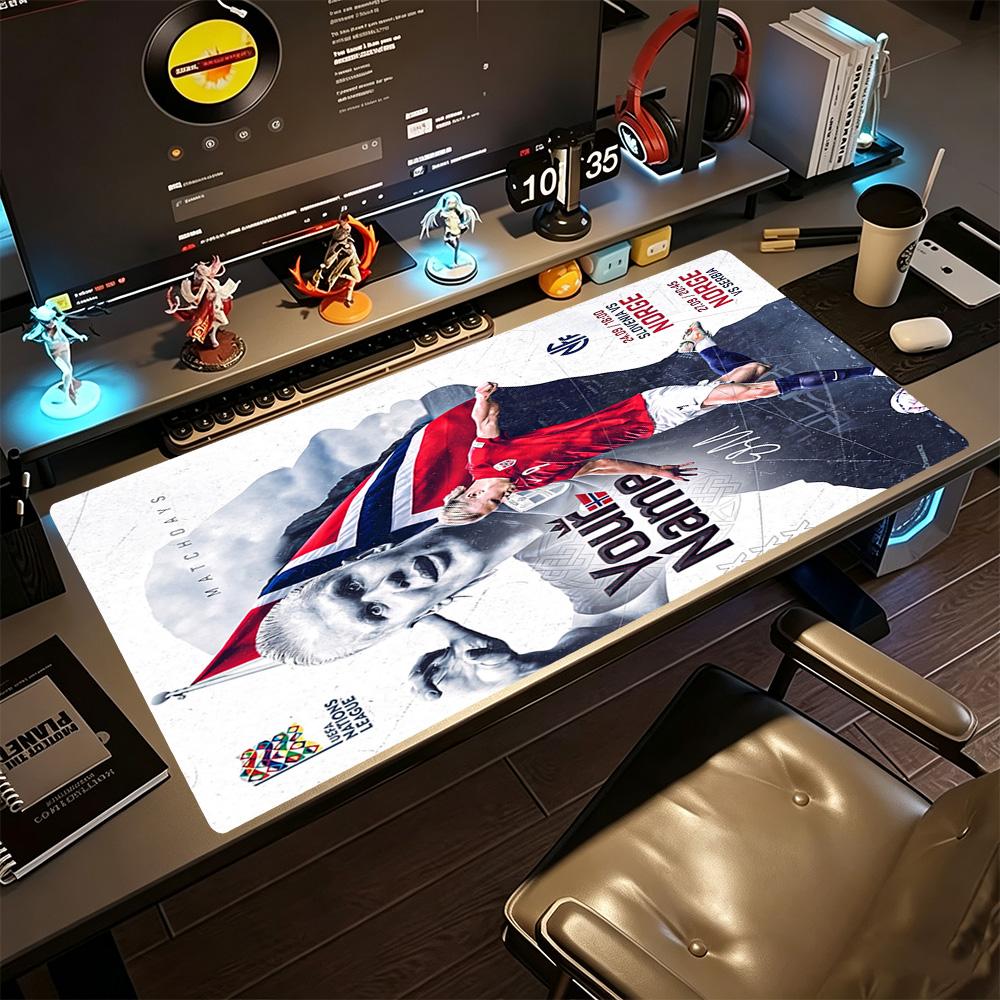 Haaland (1) Personalized Name Mouse Pad Keyboard Pad Ultra-Long Desk Mat Non-Slip Rubber Base Office and Gaming Desk Decoration