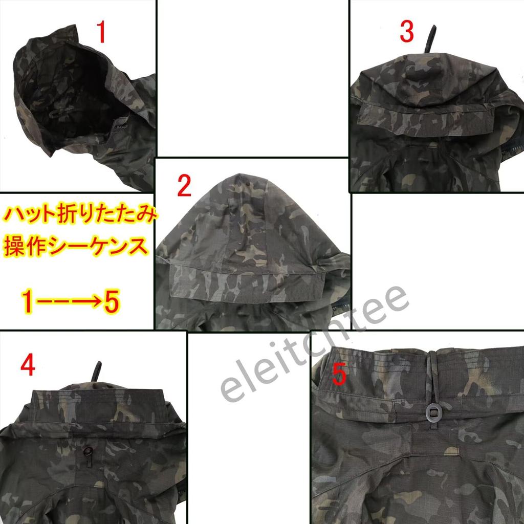 [eleitchtee] [LHT] Men's Outdoor Jacket - Multifunctional Hooded Tactical Mountain Parka M65 - Water-Repellent (Dark Night Camo, XL)