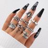 European and American punk dark butterfly skull cut-out face ring multi-piece set personality trend distressed ring set