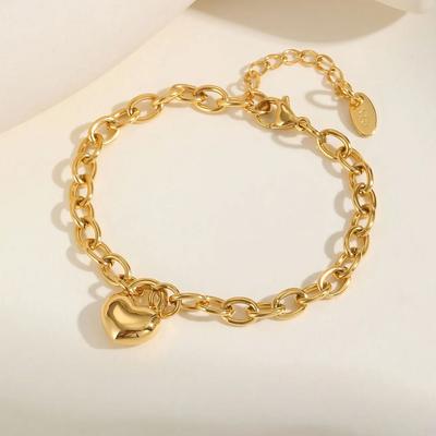 Unique Heart-shaped Lock Bracelet for Women,Gold Color Round Rolo Chain Stainless Steel Bracelets,Female Party Jewelry Gift
