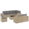 VidaXL Salon de Jardin avec Coussins 9 pcs, Canapés de Terrasse, Ensemble de Meubles de Patio, Mobilier d'Extérieur, Beige 3222848