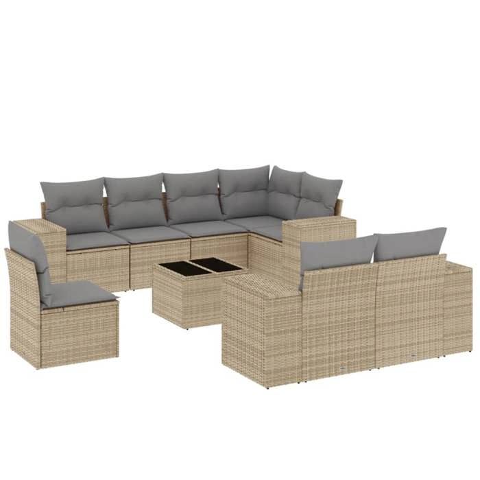 VidaXL Garden Lounge Set with Cushions 9 Pcs, Patio Sofas, Patio Furniture Set, Outdoor Furniture, Beige 3222848