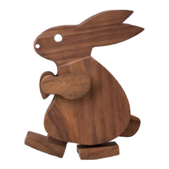 Заяц Украшение Нордический Стиль Ручная Работа Идущее Деревянная Статуэтка Животного Анти-Деформация Декор для Дома Офиса Класса C
