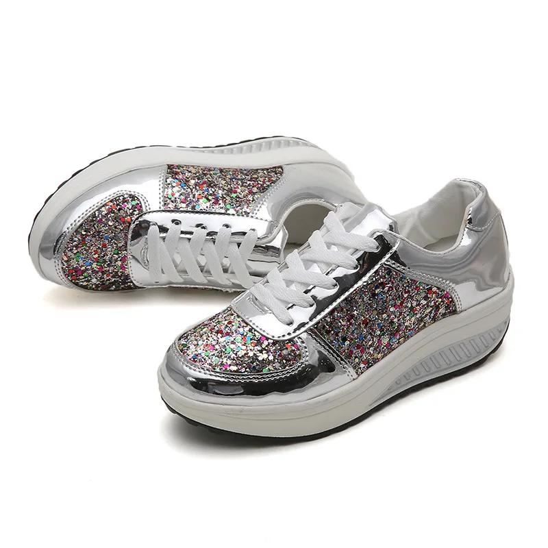 Fashion Woman Shoes Spring Luxury Casual Sneakers Breathable Lace Up Black Fashion Mirror Heel Board Shoes for Women Tenis Femenino