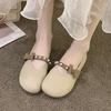 French explosion shallow mouth pearl fastener soft sole Doudou shoes girl spring and summer 2025 new fairy style bow