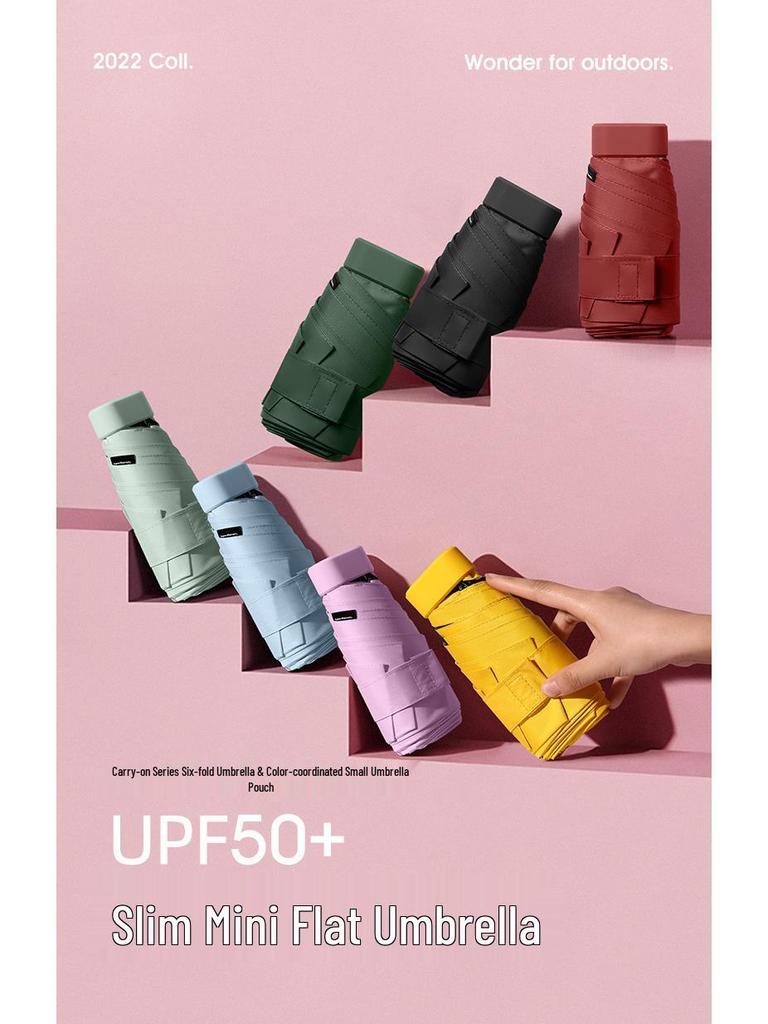 Mini Parapluie Pare-Soleil Pliable pour Femme - Porte-Cartes Personnalisable, Parapluie pour Temps Pluvieux ou Ensoleillé