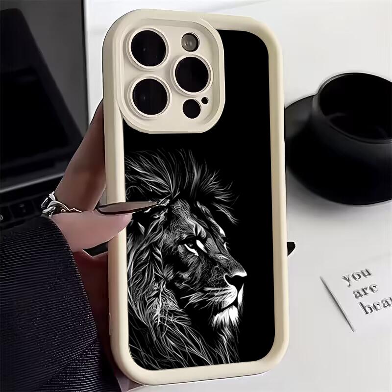 Cool Lion Pattern Silicone Phone Case For iPhone 17 16 15 14 13 12 11 Pro Max 17 Air 16E XS X XR 7 8 Plus Shockproof Soft Cover