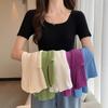 Fashion Ice Silk Short Sleeved Knitted Women's T-shirt Spring Summer New Slim Fit Thin Pullover Bottomed Sweater Women's Short Top Women's Clothing