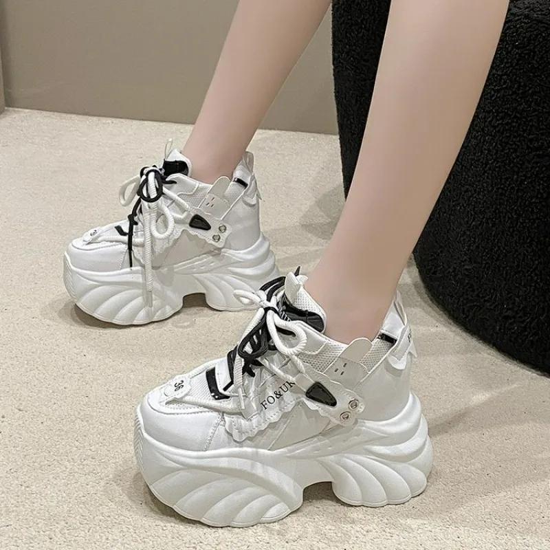 Fashion Women Platform sneaker Casual Shoes Hot Sale 2025 New Lace-up Chunky Sneakers Wedges Hidden Heels Leisure Shoes for Woman
